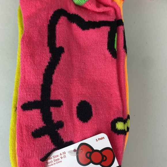 Hello Kitty no show socks set of 5 NEW Cute neon colors with Hello Kitty faces - Picture 14 of 14